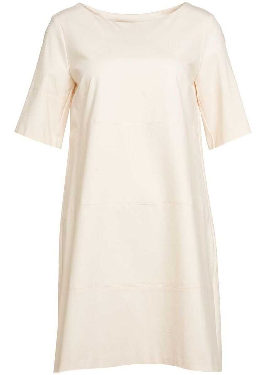 Kaos Dress with decorative seams Beige