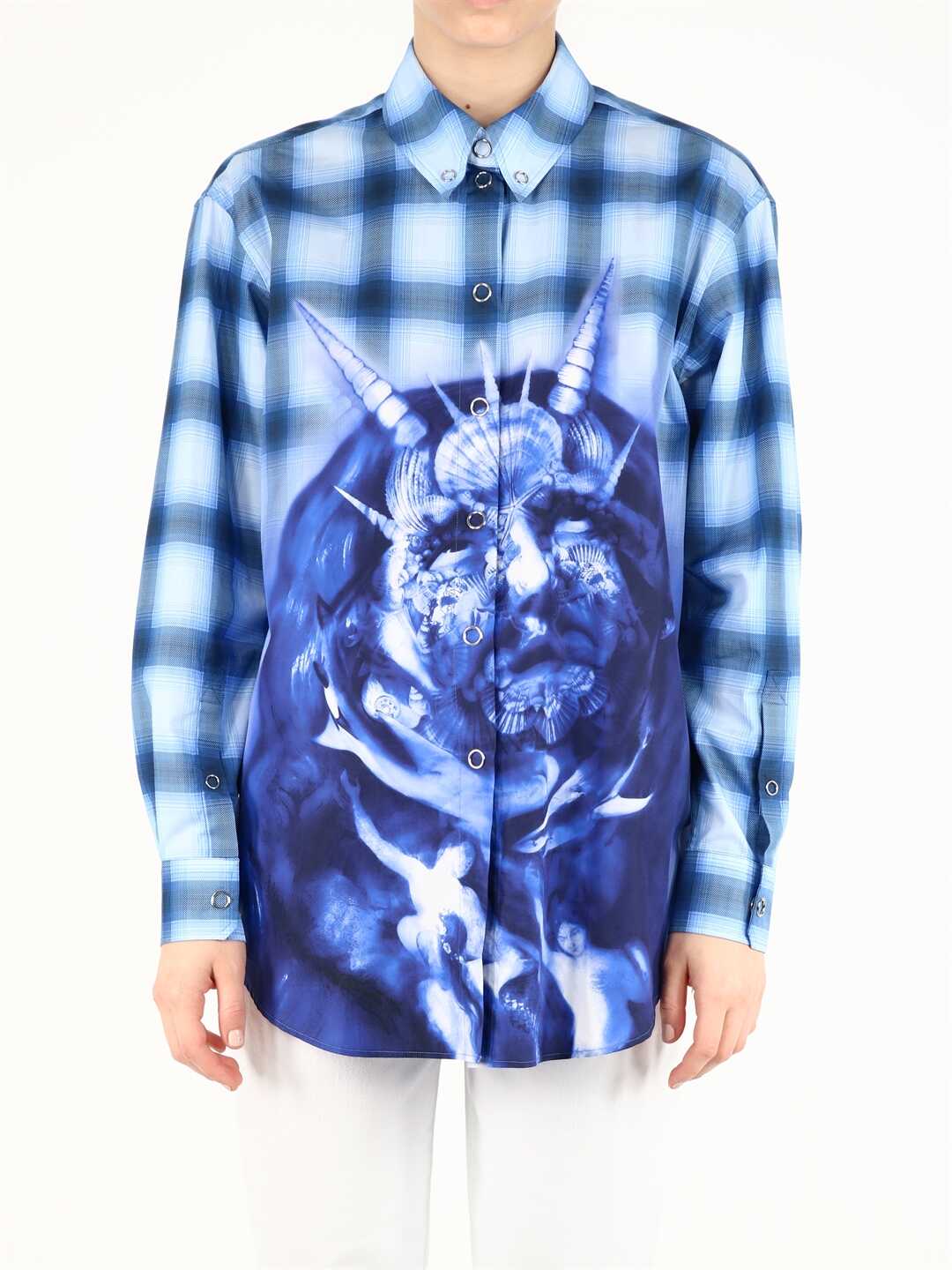 Burberry Printed Cotton Shirt BLUE