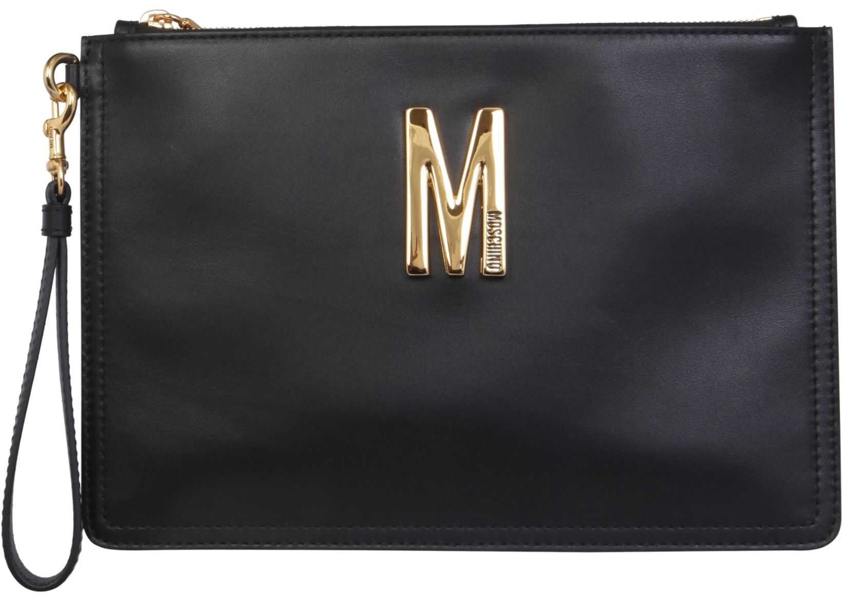 Moschino Clutch With Logo 84318008_0555 BLACK