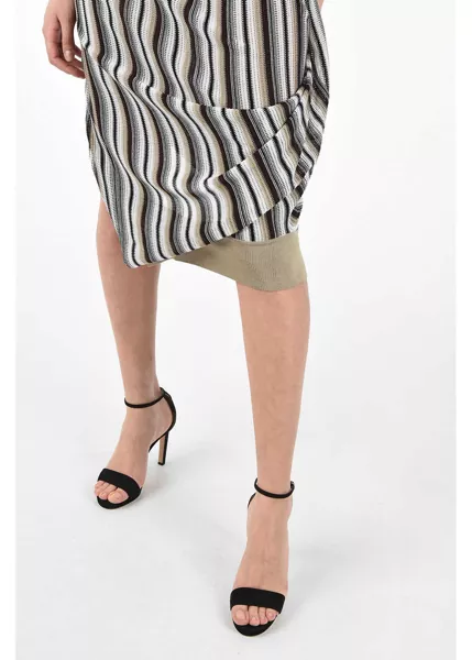 Rochii lungi Bottega Veneta Asymmetrical Striped Jaquard Dress Brown Femei (BM 8274979) 4