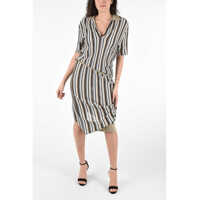 Rochii lungi Asymmetrical Striped Jaquard Dress Femei