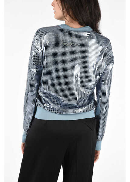 Pulovere Bottega Veneta Sequined Crewneck Sweater Light Blue Femei (BM 8275090) 2