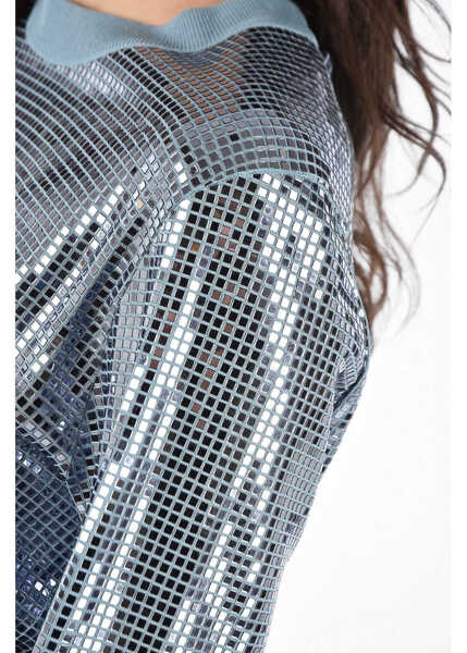 Pulovere Bottega Veneta Sequined Crewneck Sweater Light Blue Femei (BM 8275090) 3