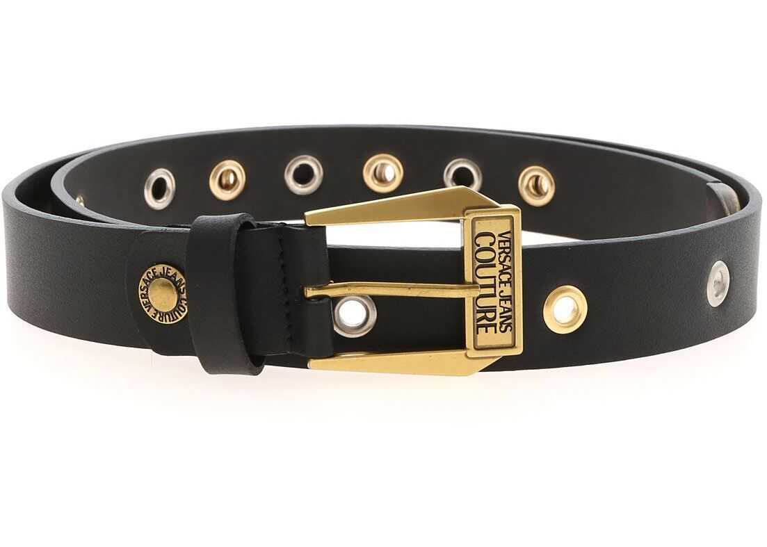 Versace Jeans Couture Golden Details Belt In Black D8VWAF0371986899 Black