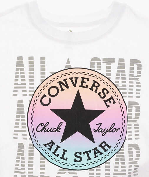 Tricouri Converse All Star Logo-Print Ruffled T-Shirt White Baieti (BM 8277208) 2