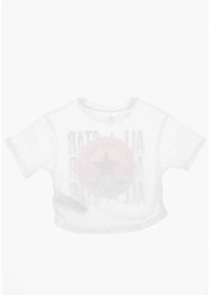 Tricouri Converse All Star Logo-Print Ruffled T-Shirt White Baieti (BM 8277208) 3