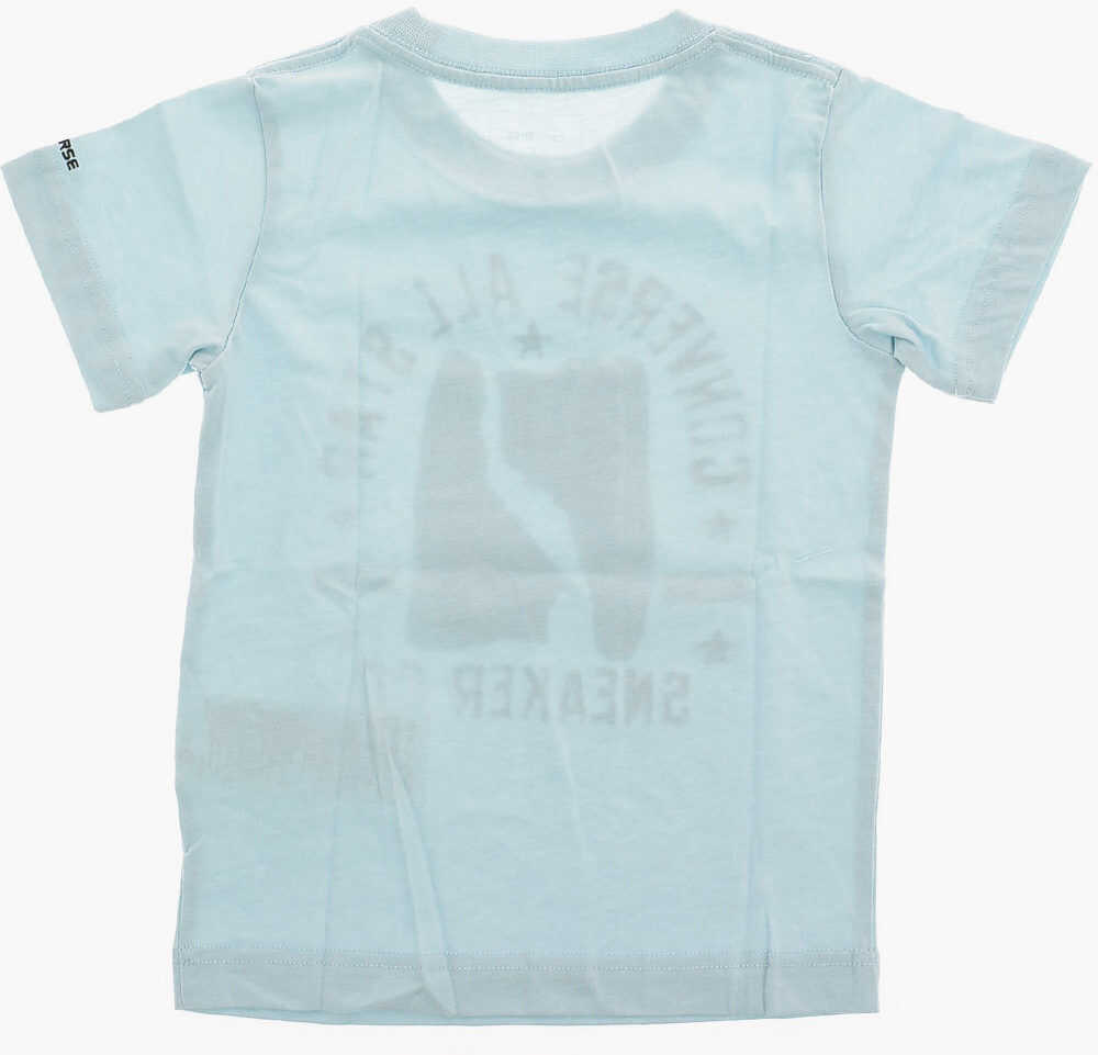 Tricouri Converse All Star Logo-Print T-Shirt Light Blue Baieti (BM 8278225) 3