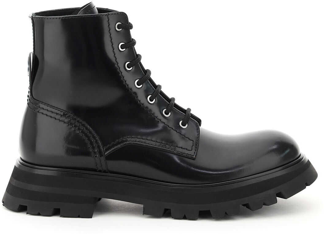 Alexander McQueen Wander Leather Boots 657569 WHZ80 BLACK