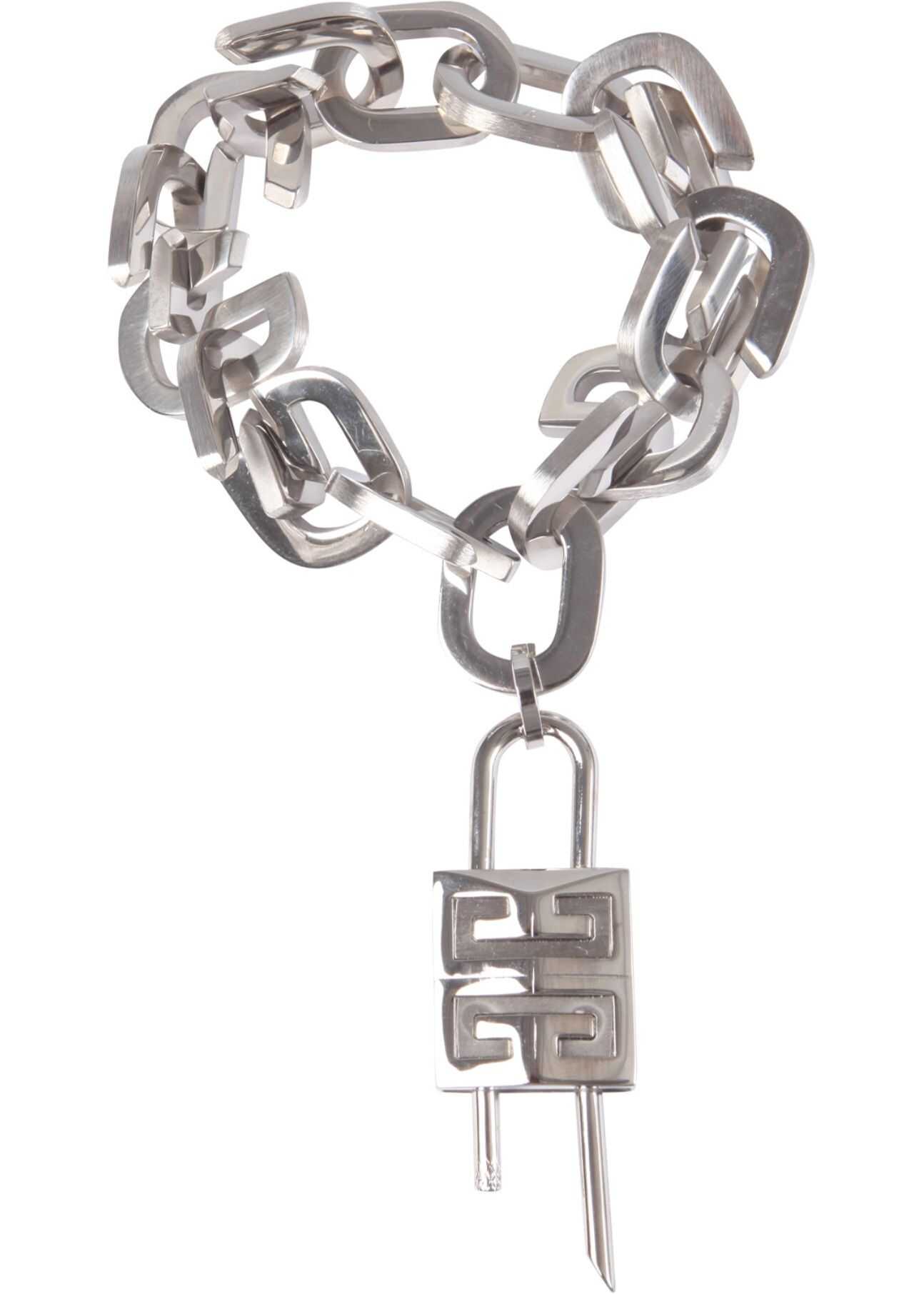 Givenchy G Link Lock Bracelet With Padlock BF20B7F003_040 SILVER