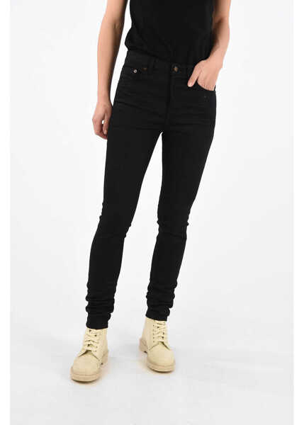 Blugi skinny Saint Laurent High-Rise Slim Fit Jeans Black Femei (BM 8289889) 1