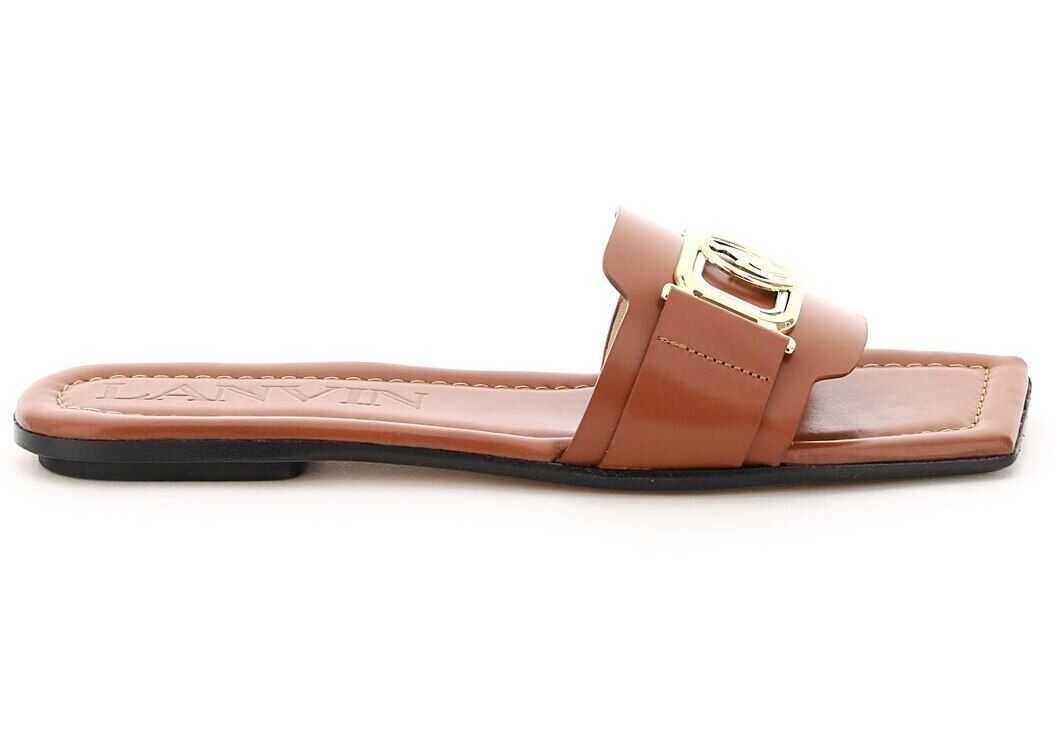 Lanvin Swan Mules Logo Buckle FWSAPS0JNGOA20 COGNAC