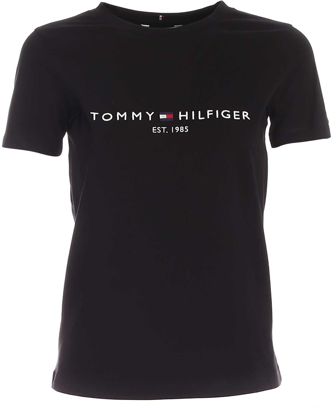 Tommy Hilfiger Logo Embroidery T-Shirt In Black WW0WW28681BDS Black