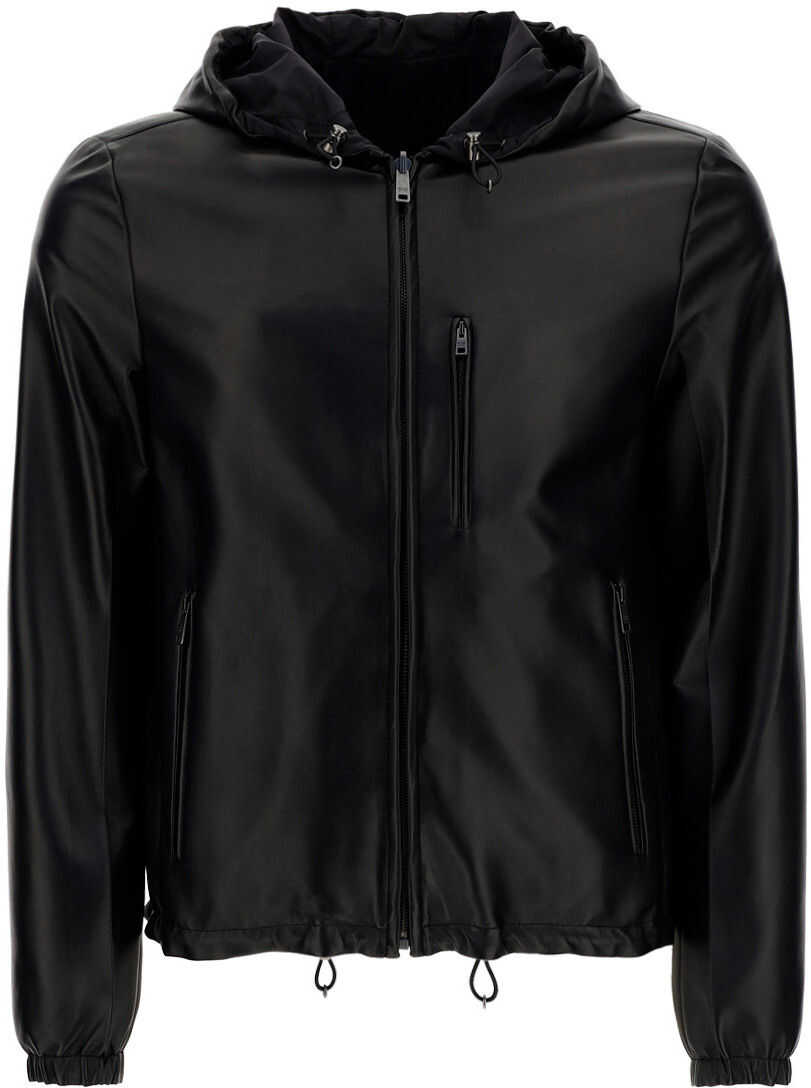 Prada Leather Jacket UPW124038 BLACK