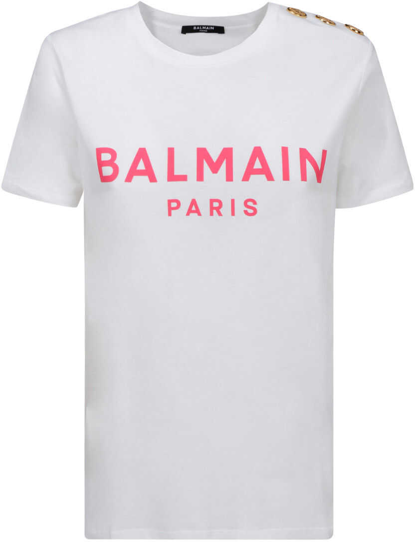 Balmain T-Shirt VF11350B001 BLANC/ROSE