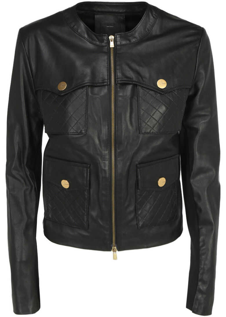 Pinko Leather Jacket 1G15PSY6W4 BLACK