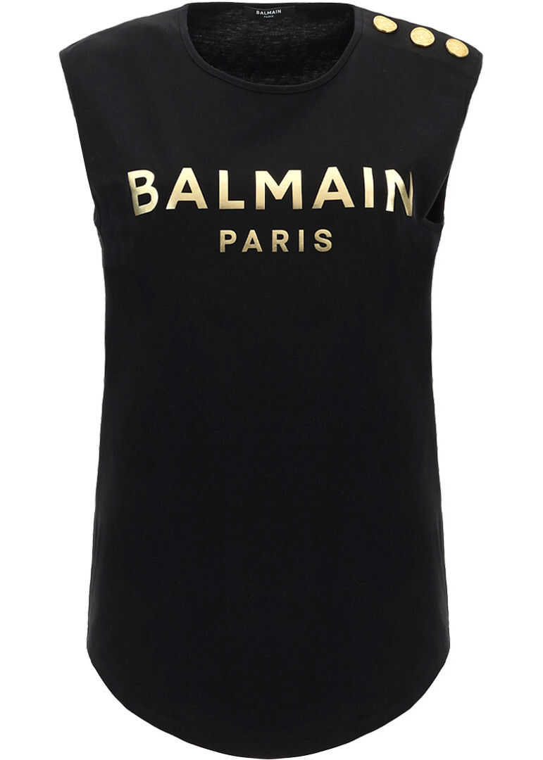 Balmain Tank Top VF0EB005B020 NOIR/OR