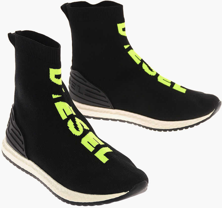 Diesel Kids Fabric SLIP ON 04 MID SOCK YO Sneaker BLACK