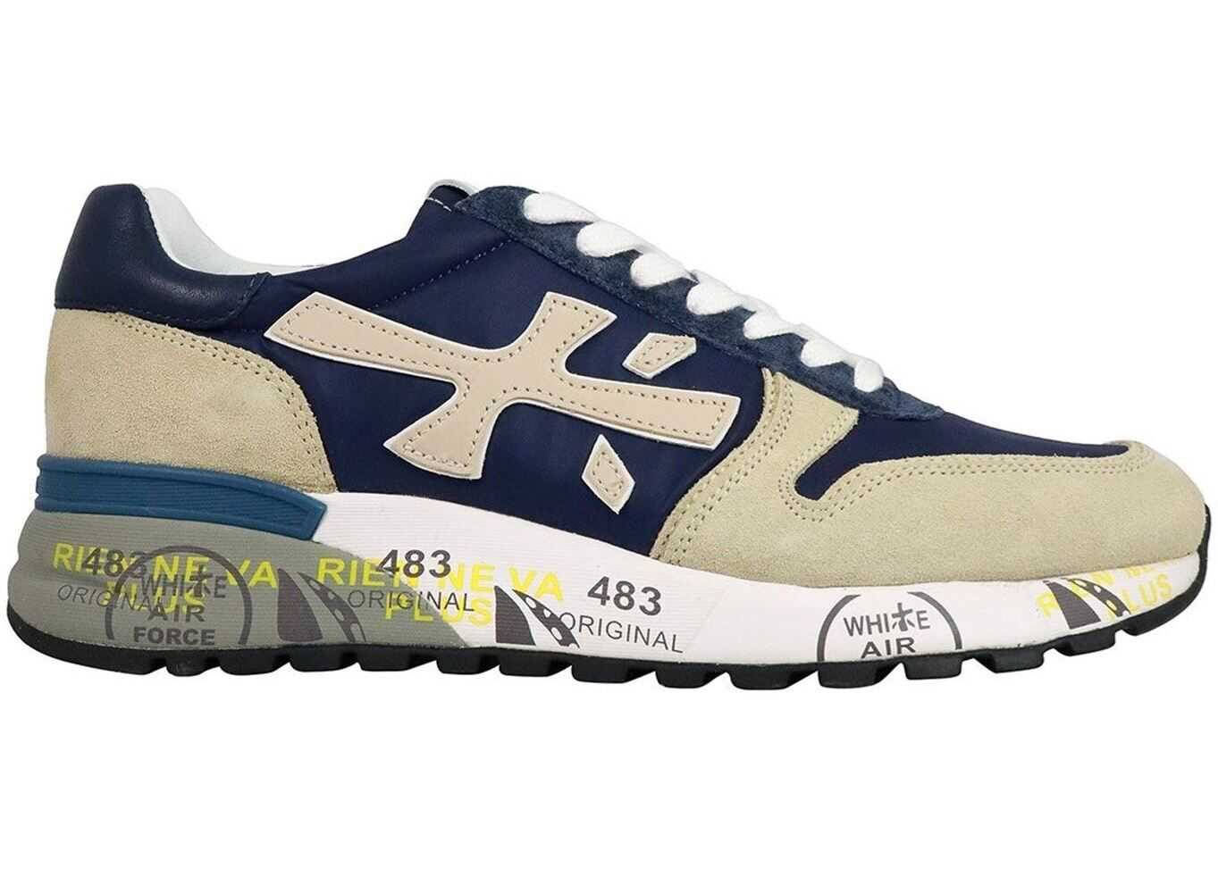 Premiata Mick Sneakers In Blue And Beige MICK5187 Blue