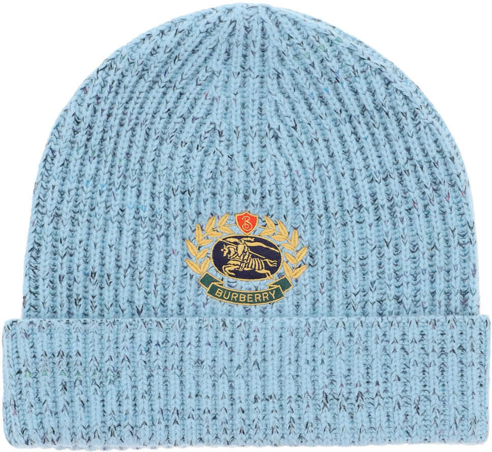 Burberry Beanie Hat With Logo Embroidery 4078534 BLUE TOPAZ