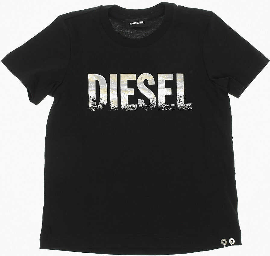 Diesel Kids Cotton Tsilywh Crewneck T-Shirt Black