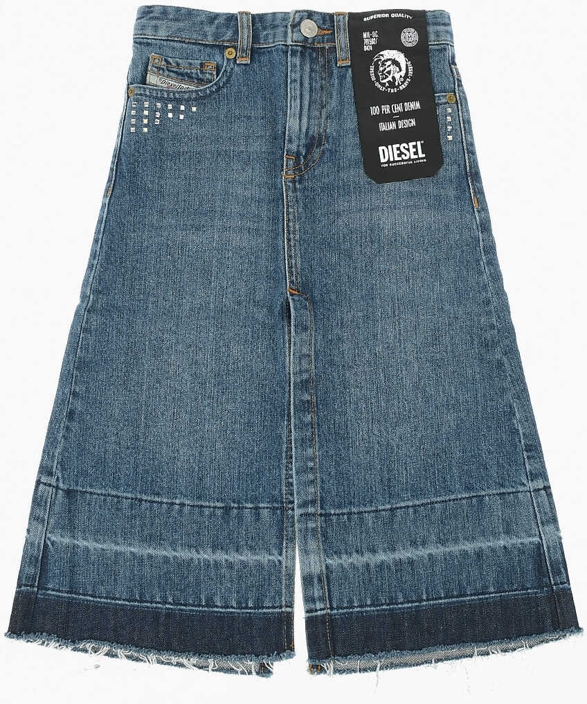 Diesel Kids Denim Geingrid Split-Front And Back Hem Skirt Blue