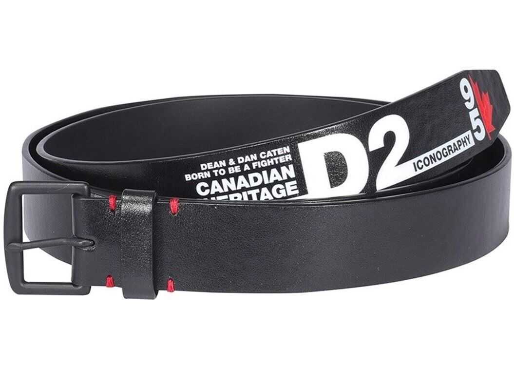 DSQUARED2 Logo Print Leather Belt BEM0319015038972124 Black