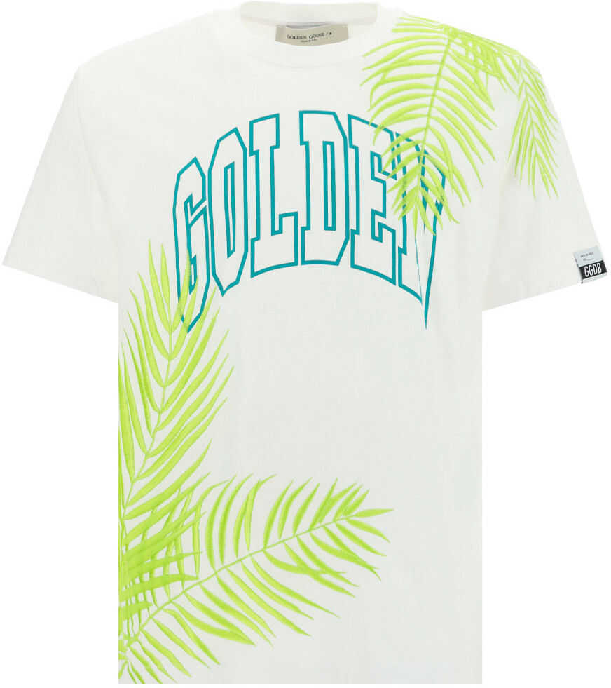 Golden Goose T-Shirt GMP00785P000417 WHITE/GREEN/YELLOW