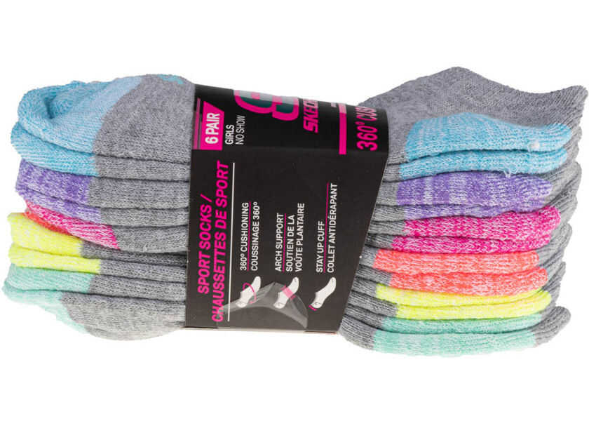 Sosete SKECHERS 6pk Girls Full Terry No Show Grey Fete (BM 8324133) 2