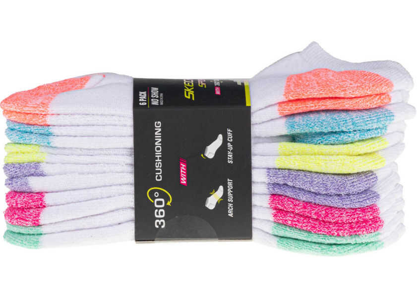 Sosete SKECHERS 6pk Girls Full Terry No Show Med White Fete (BM 8324136) 2