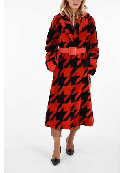 Paltoane DROME Shearling Coat With Belt Black Femei (BM 8327223) 4