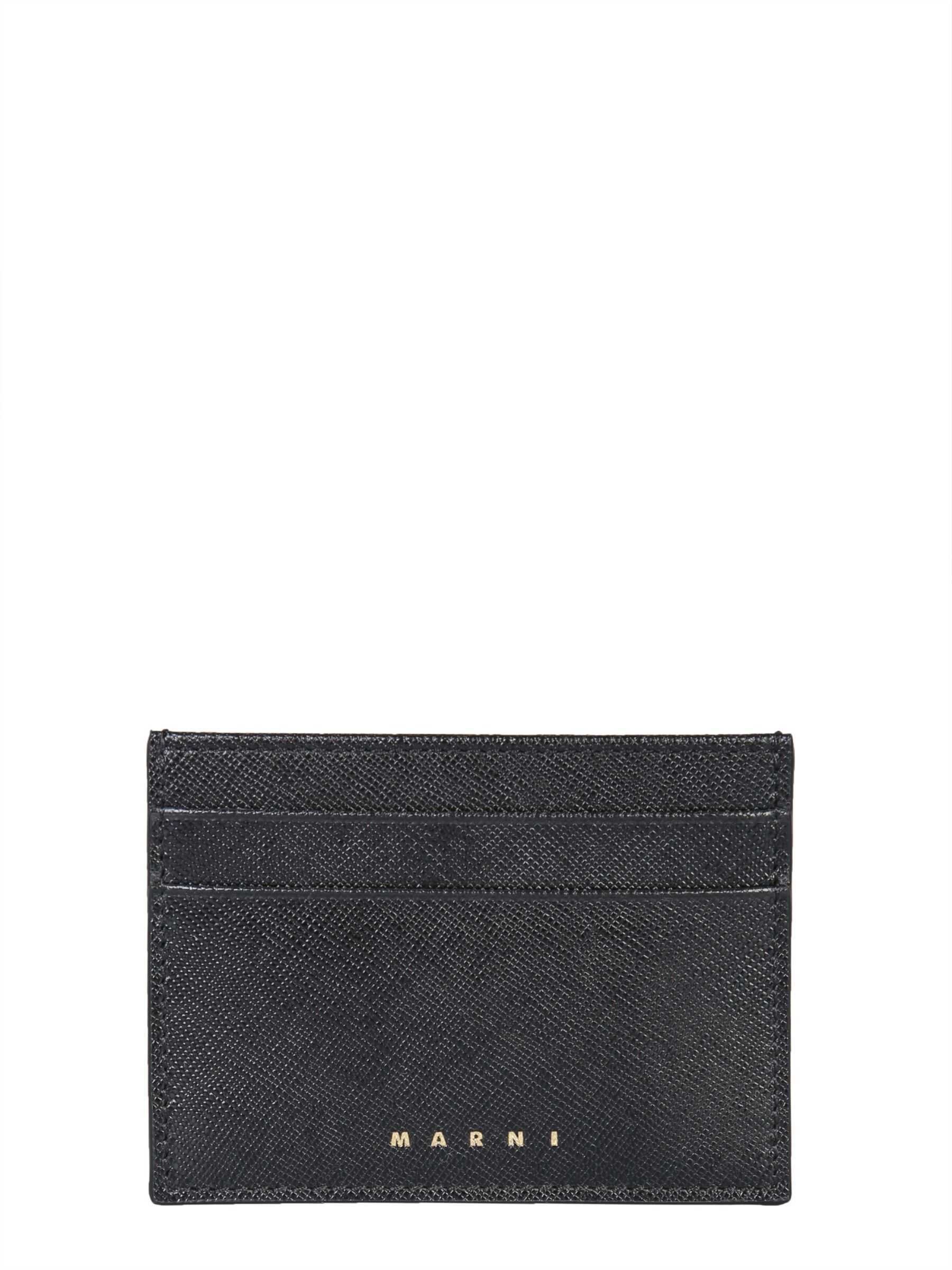 Marni Saffiano Leather Card Holder PFMOQ04U07_LV520Z360N BLACK