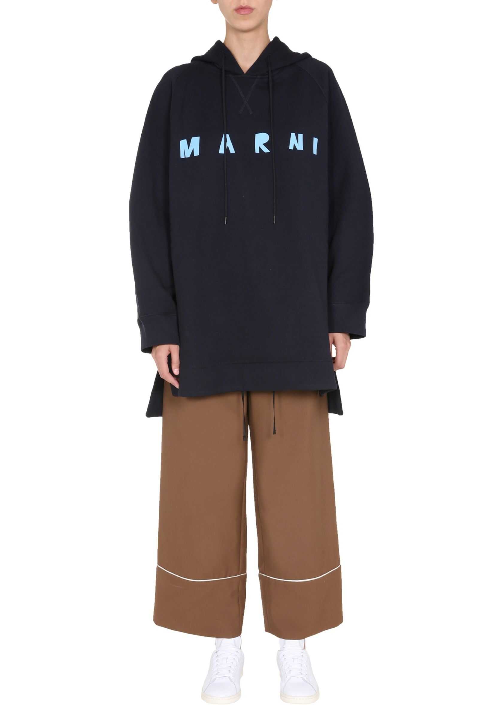 Marni Oversize Fit Sweatshirt FLJE0095P1_SCQ88LOB99 BLUE b-mall.ro imagine 2022