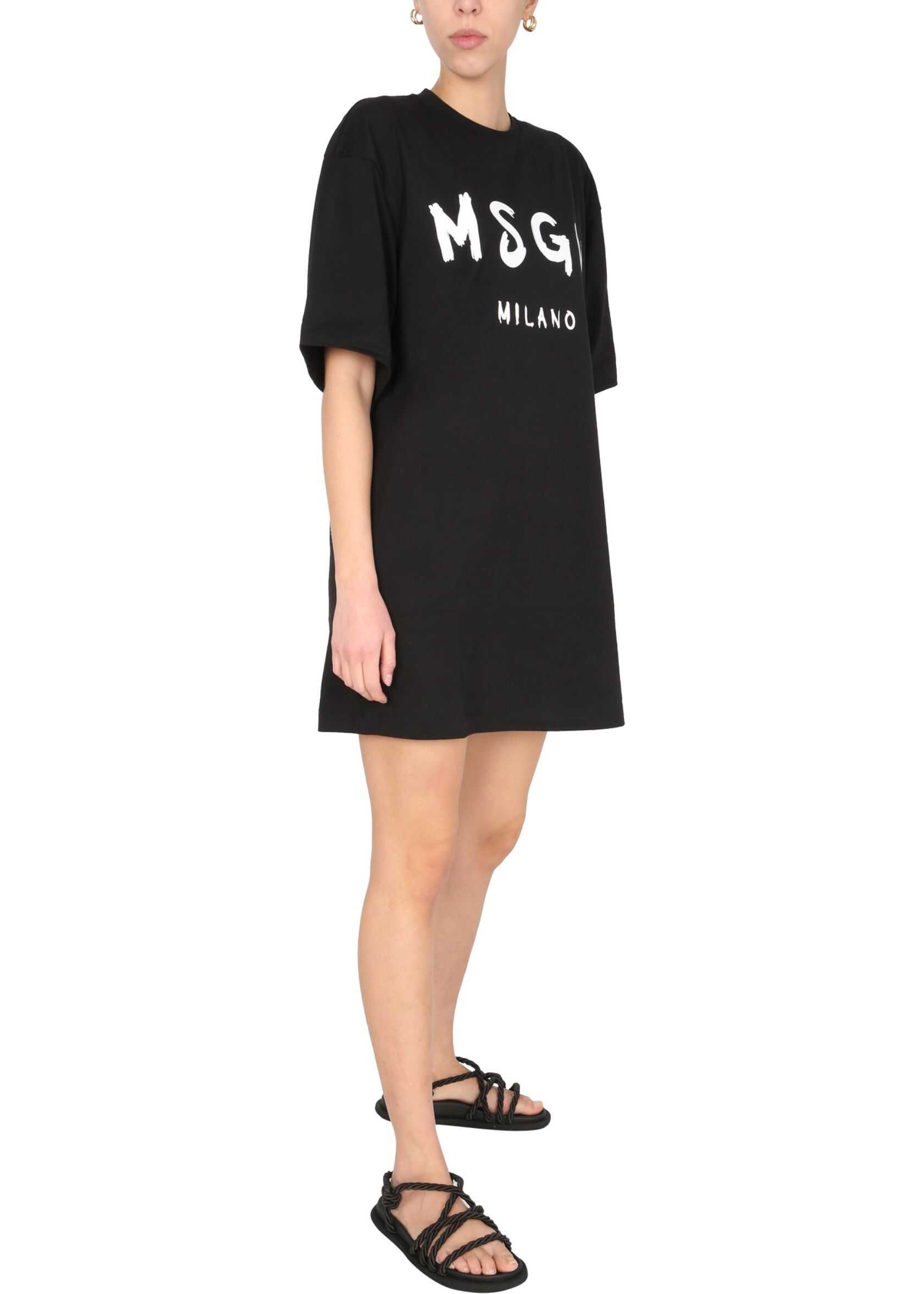 MSGM Round Neck Dress 3041MDA68_21729899 BLACK