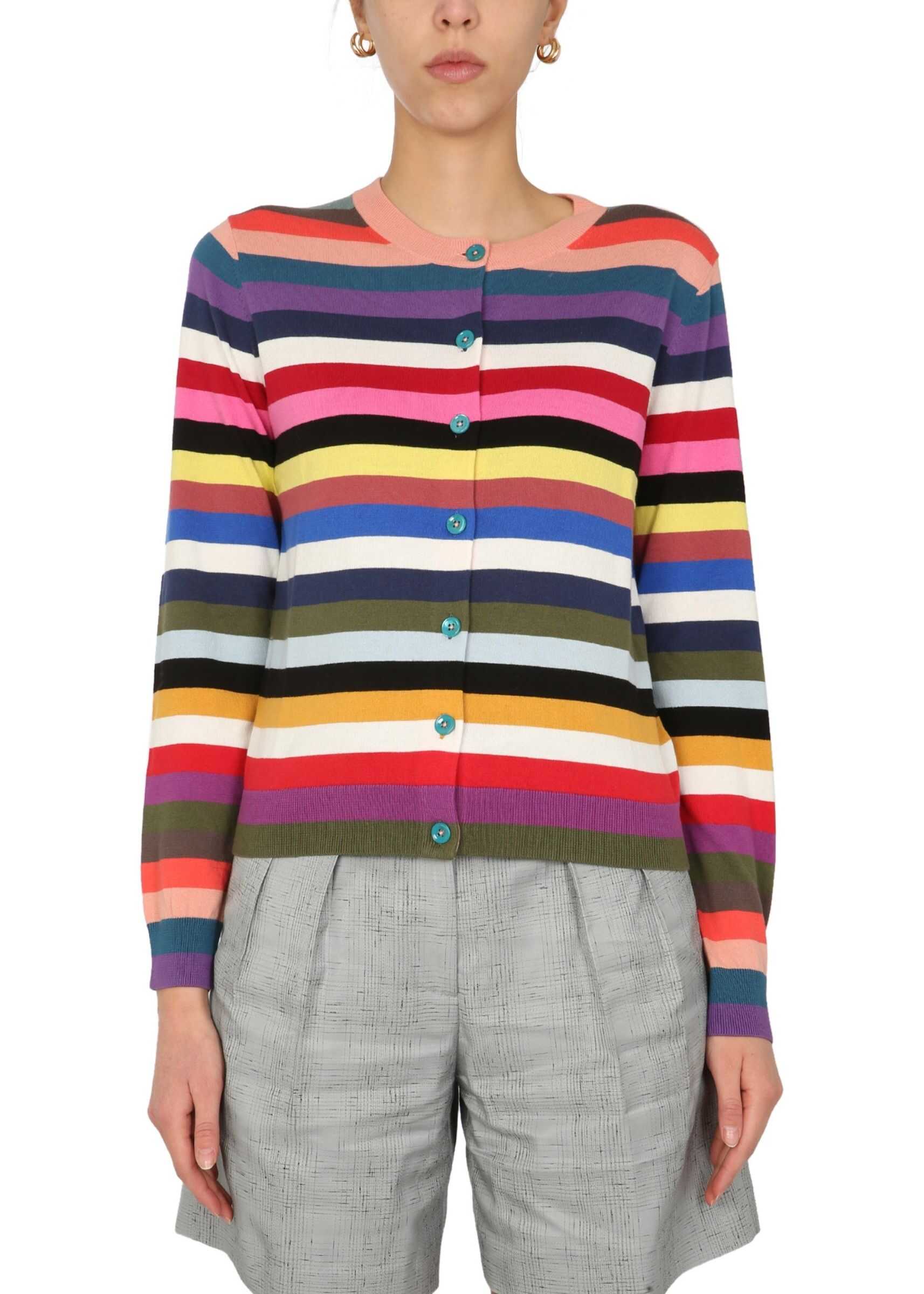 PS by Paul Smith Cardigan With Multicolour Striped Pattern W2R/915K/F30762_92 MULTICOLOUR