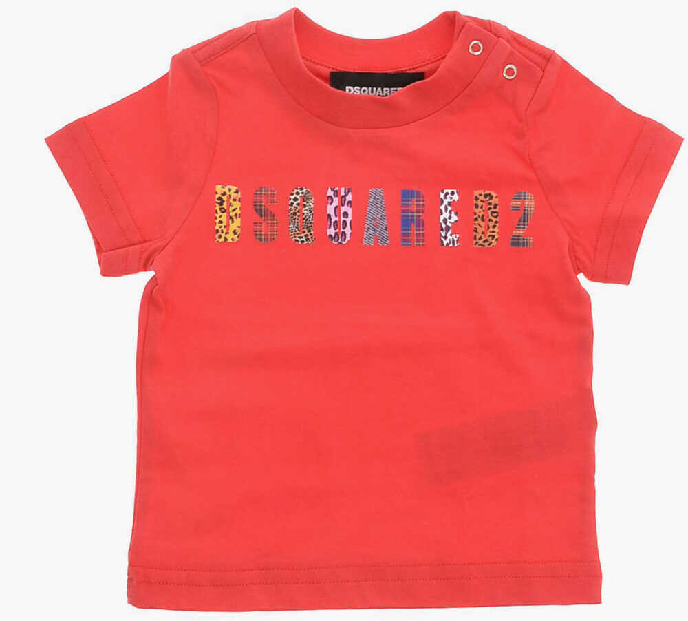 Dsquared2 Kids Logo Print Cotton T-Shirt Red