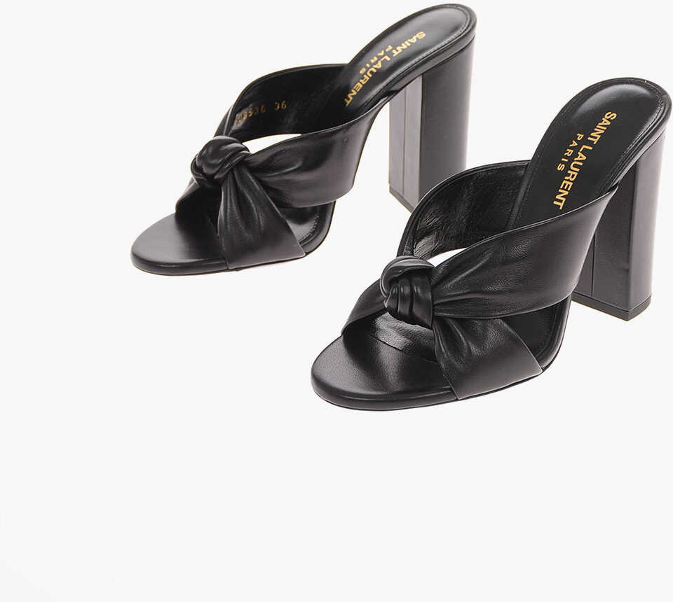 Saint Laurent Soft Leather Loulou Mules With Front Knot Detailing 11,5 Cm Black