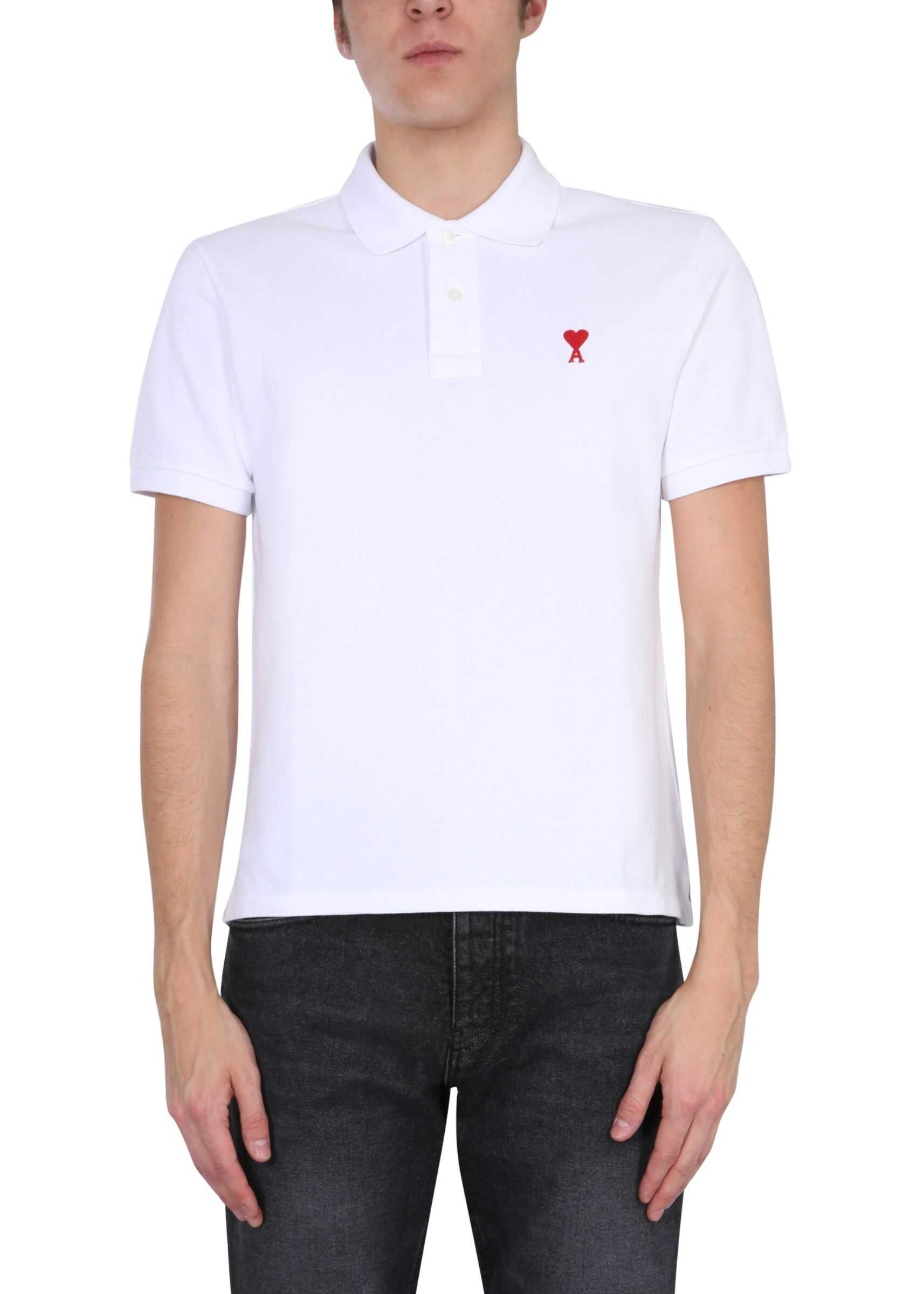 AMI Paris Regular Fit Polo BFHJ207_760100 WHITE