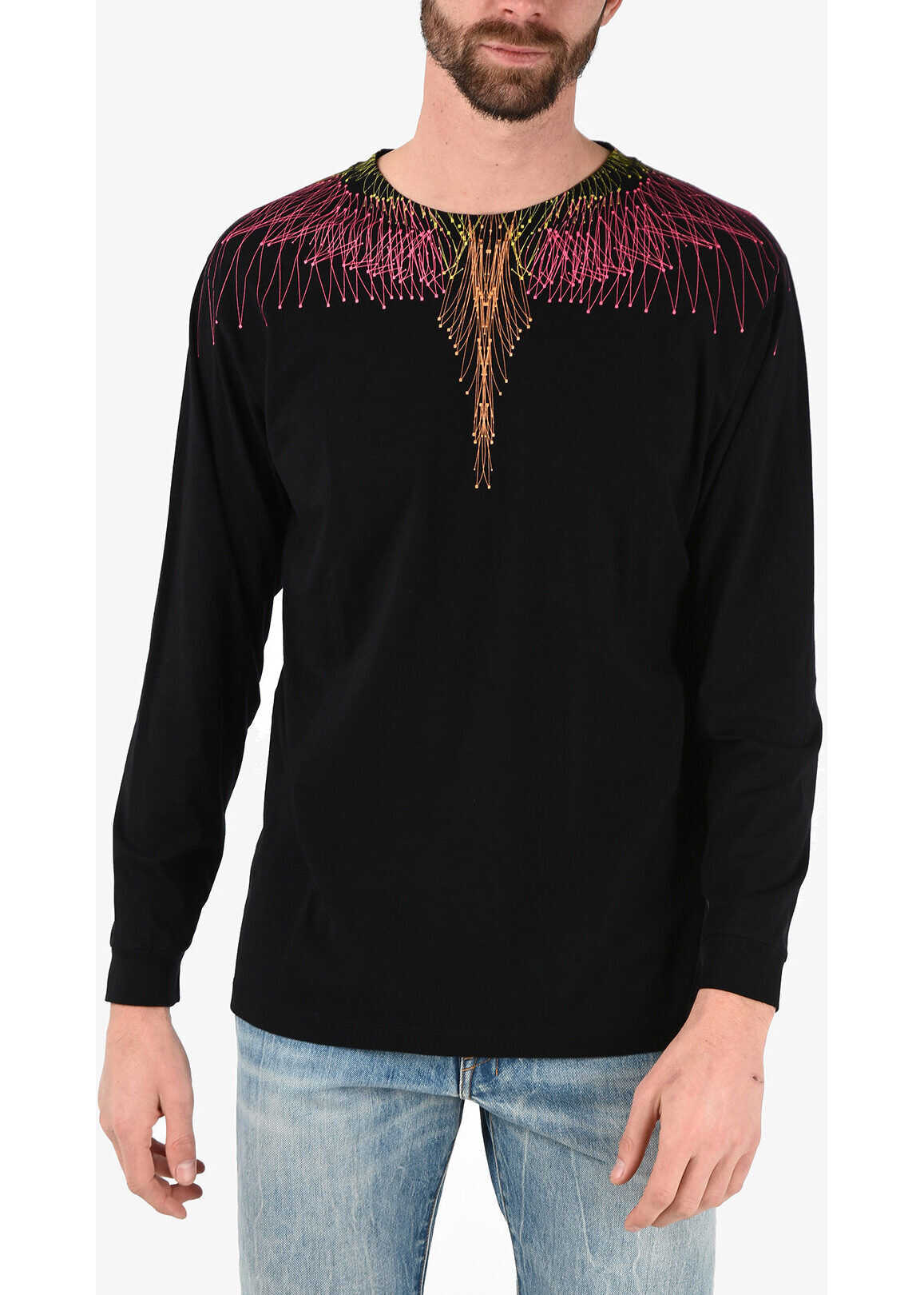 Marcelo Burlon Long Sleeve Bezier Wings T-Shirt Black