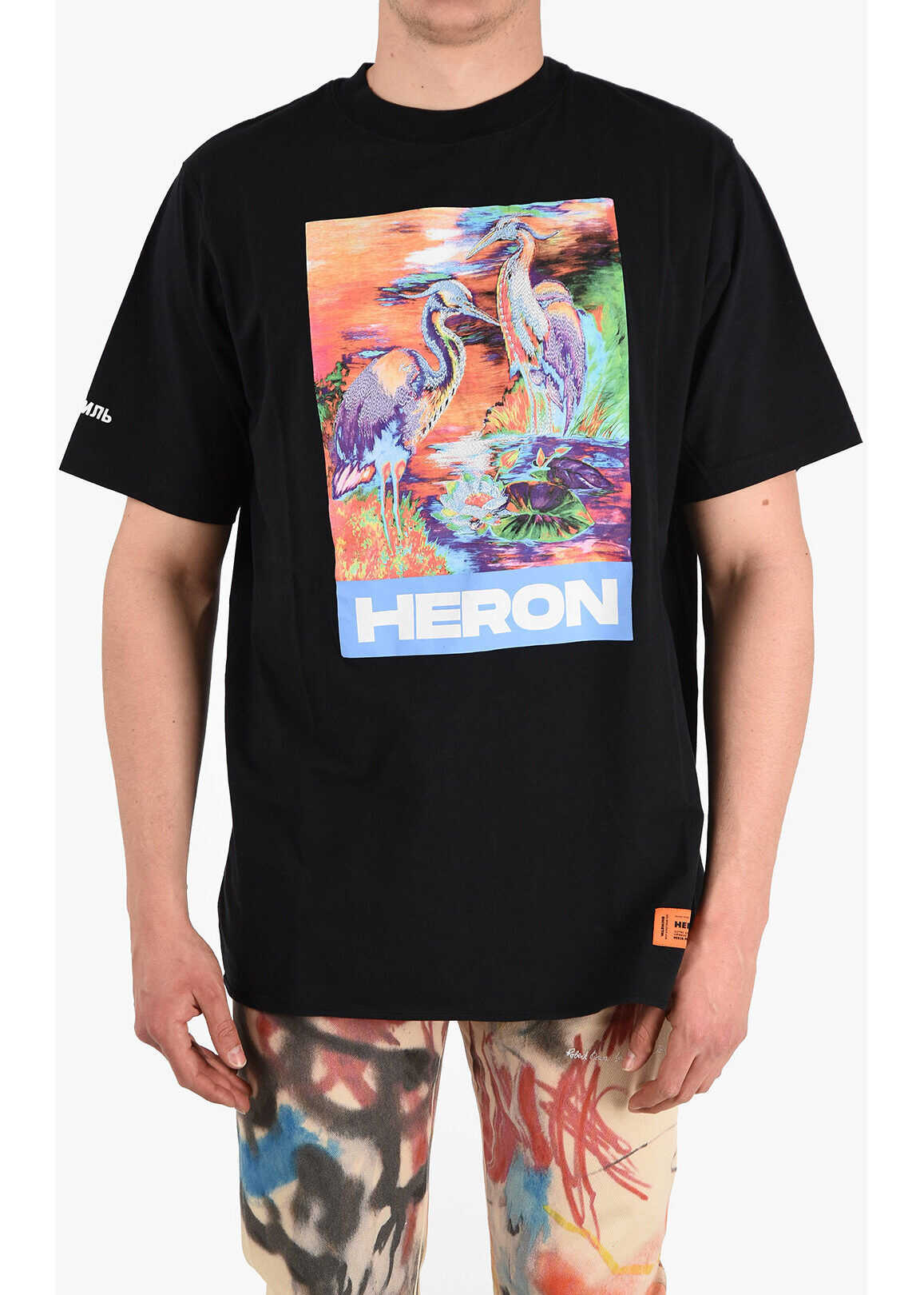 Heron Preston Cotton Printed T-Shirt BLACK