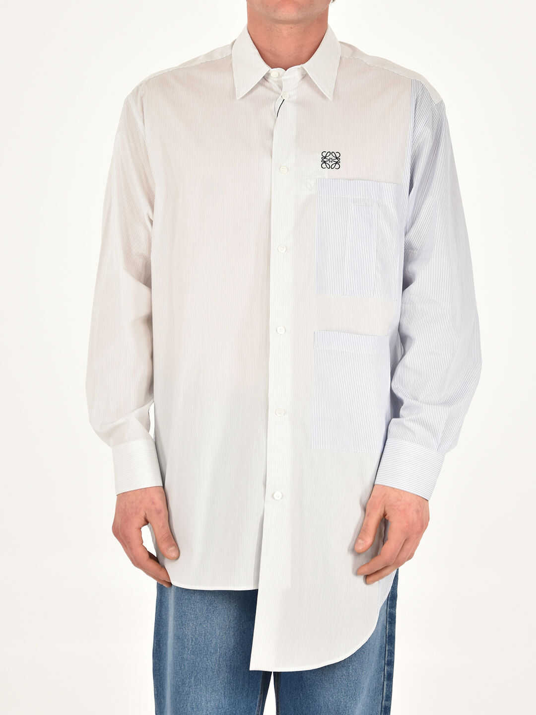 Loewe Multipocket Asymmetric Shirt In Cotton H526Y05W10 Blue