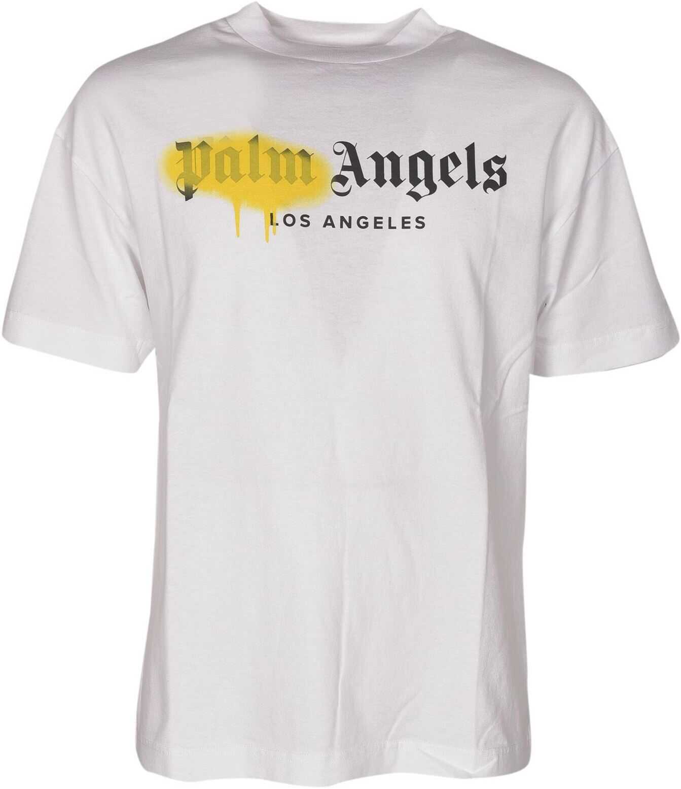 Palm Angels La Sprayed Logo T-Shirt In White PMAA001S21JER0240118 White