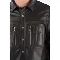 Geci de piele pentru Barbati - Geci de piele Neil Barrett Leather Loose Fit Shirt With Snap Buttons Black Barbati (BM 8359881) - B-mall.ro