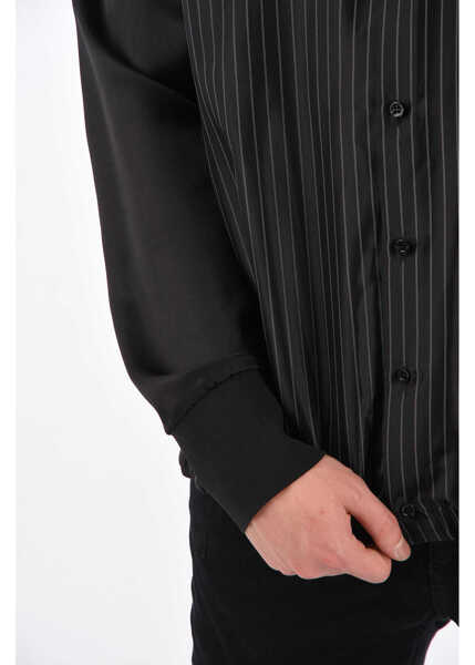 Camasi casual Neil Barrett Pinstriped Shirt With Elastic Cuff Black Barbati (BM 8360121) 4