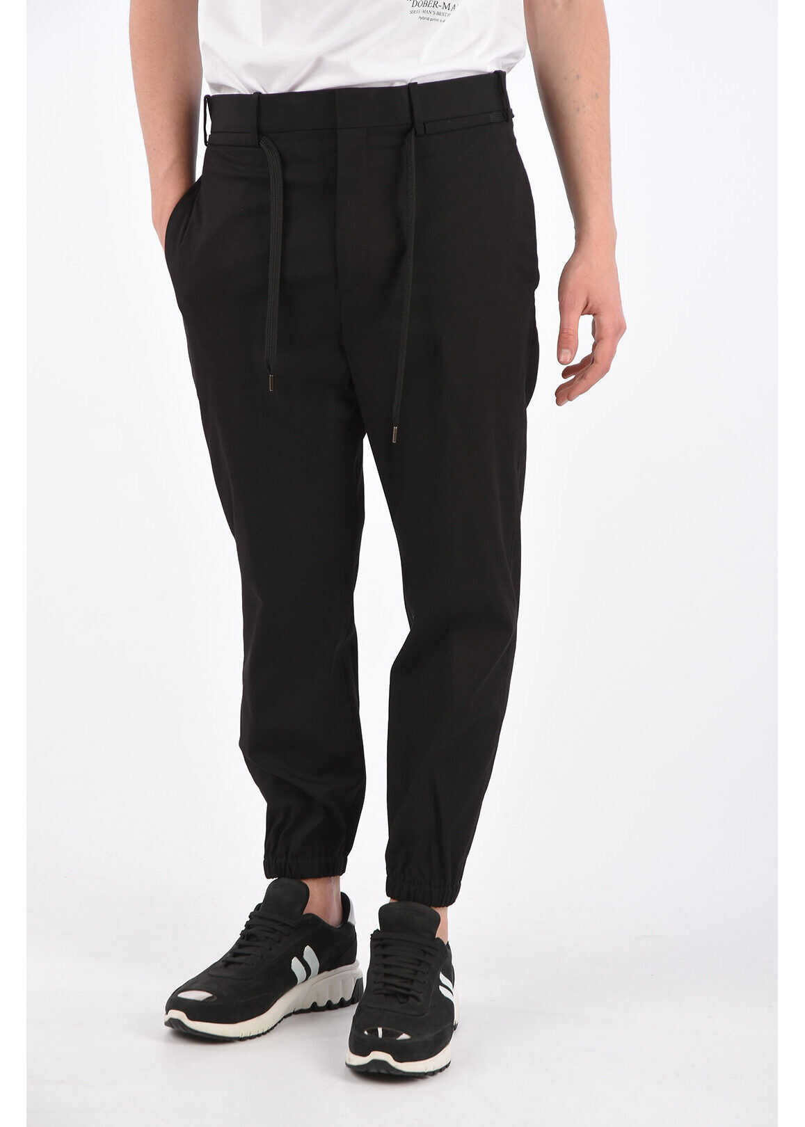 Neil Barrett Belt Loops Trousers With Elastic Ankle Band Black