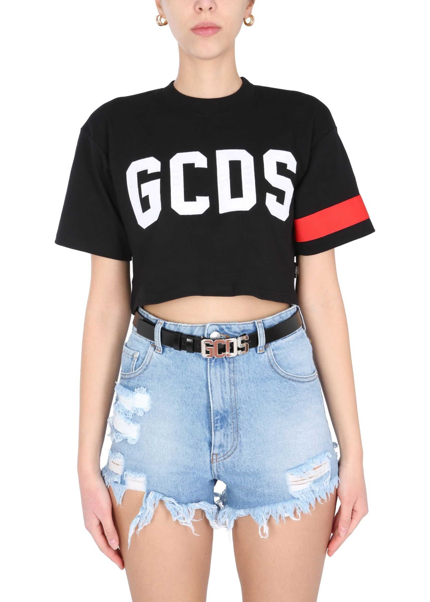 GCDS Cropped T-Shirt CC94W021005_02 BLACK