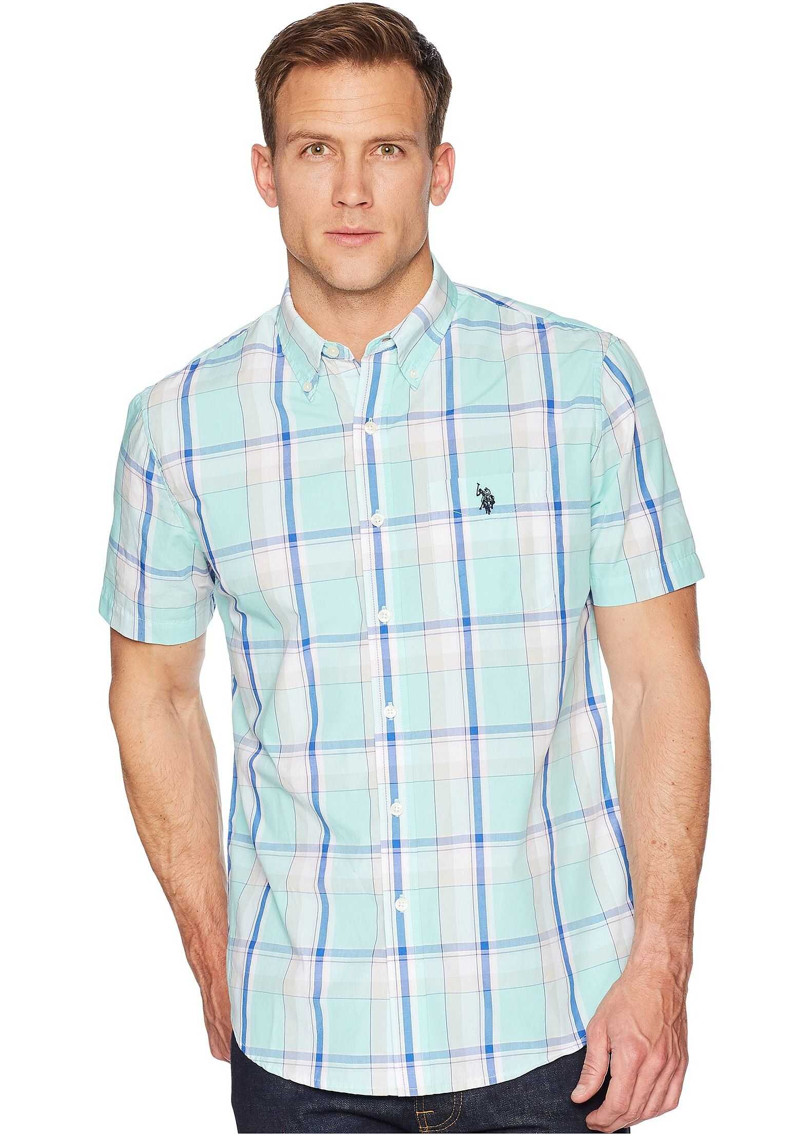 Camasa U.S. POLO ASSN. Plaid Woven Shirt Fresh Mint