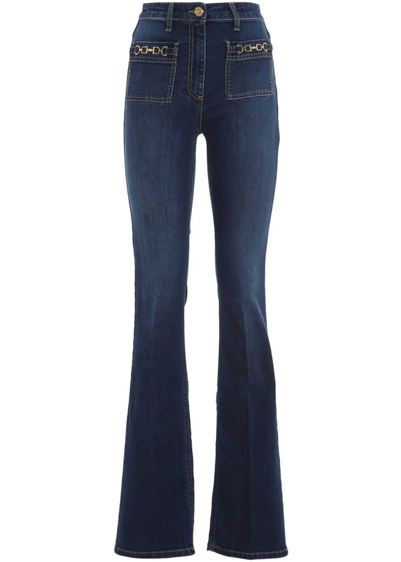 Elisabetta Franchi Stretch Denim Flared Jeans In Blue* Blue