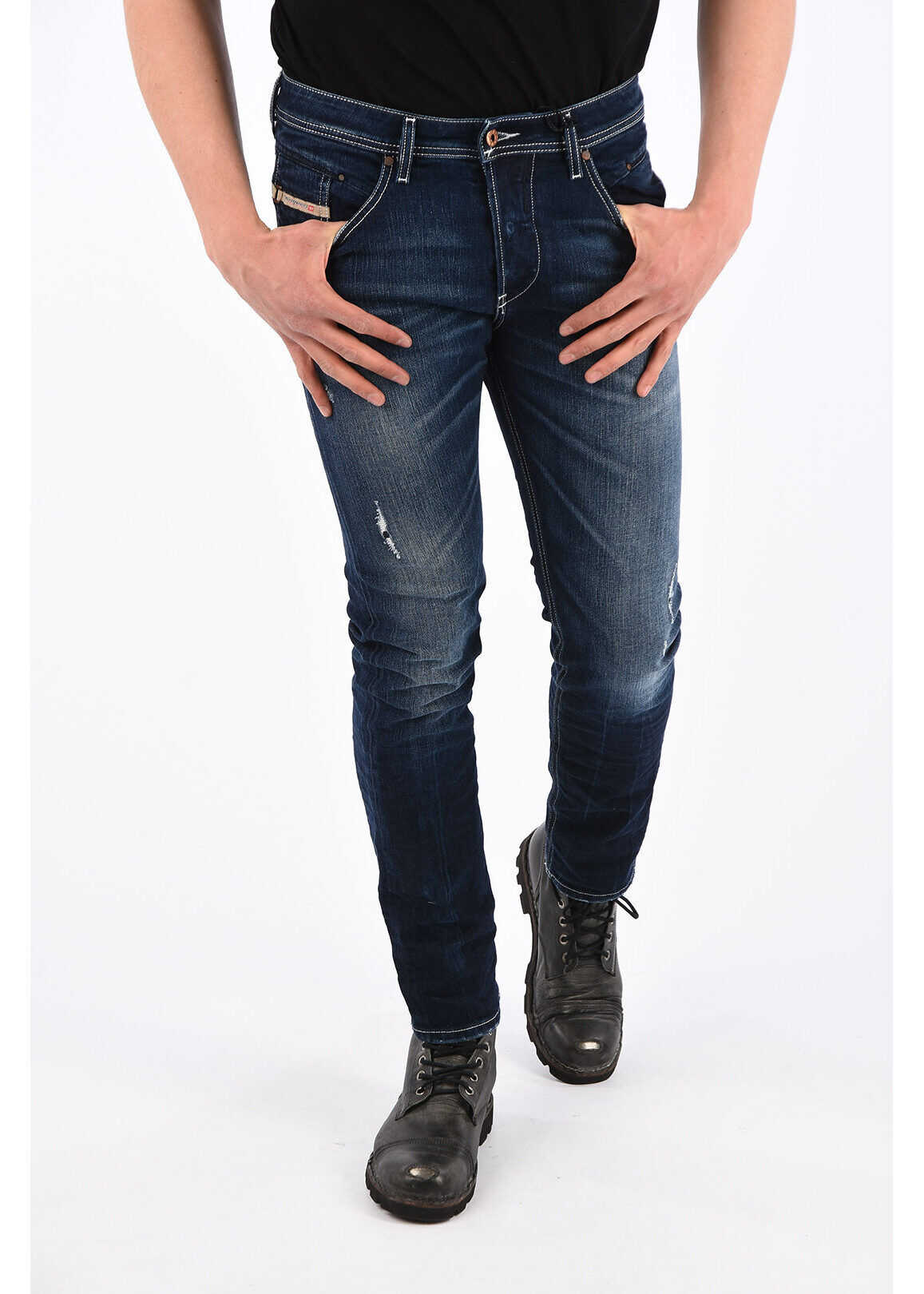 Diesel 17Cm Vintage Effect Belther Carrot Fit Jeans L.32 Blue