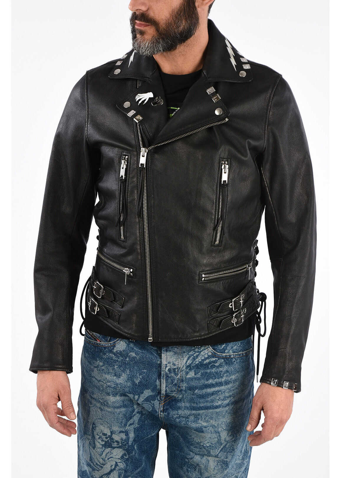 Diesel Leather L-Gotiv-A Biker Jacket BLACK