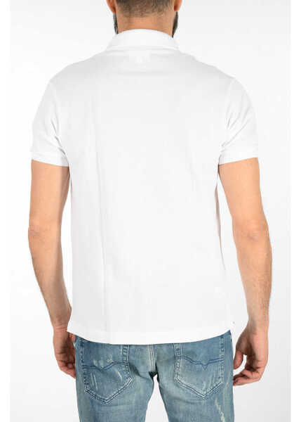 Tricouri Polo Lacoste Classic Fit Pique Cotton Polo With Monogram White Barbati (BM 8369910) 2